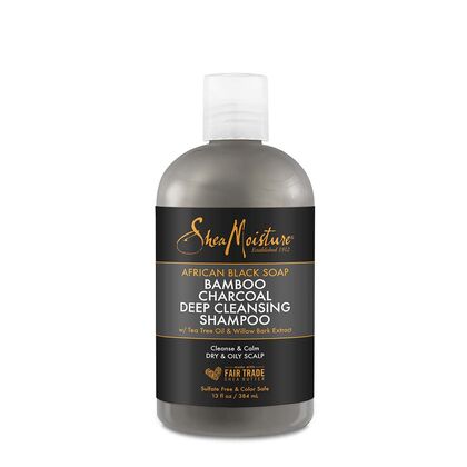 Shea Moisture African Black Soap Bamboo Charcoal Shampoing 384ml - Ethnilink